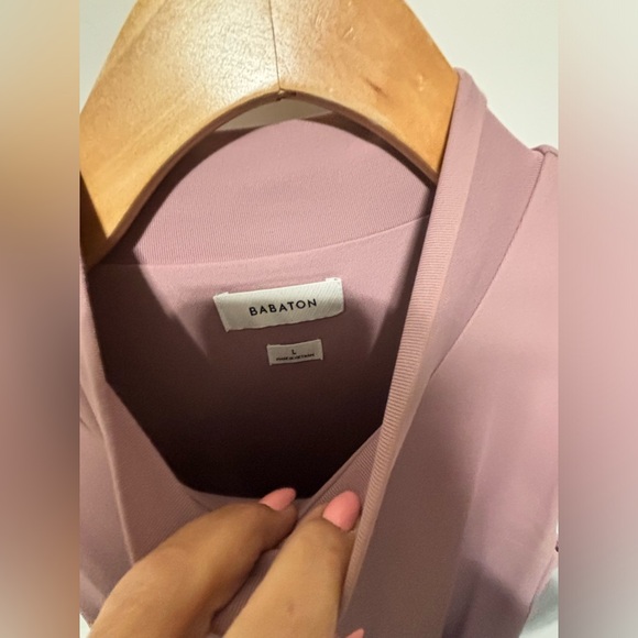 Aritzia pink Babaton Mock neck Contour midi dress large worn 1x - Picture 4 of 4
